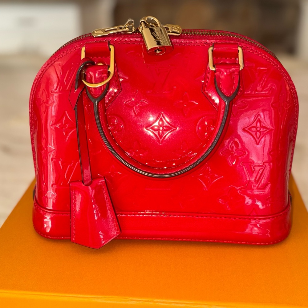 Louis Vuitton Alma BB Red Patent Leather Handbag